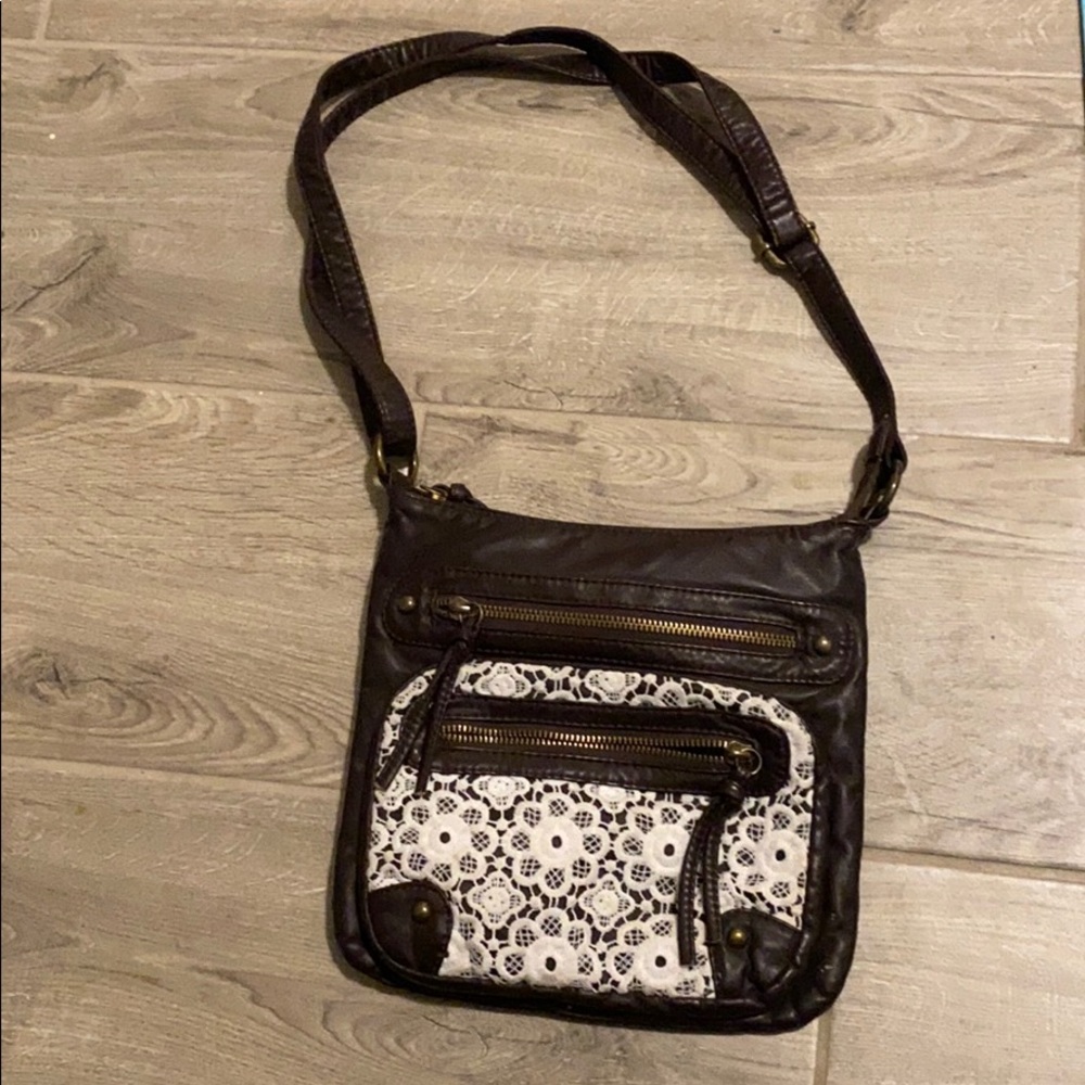 Brown Purse with White Lace